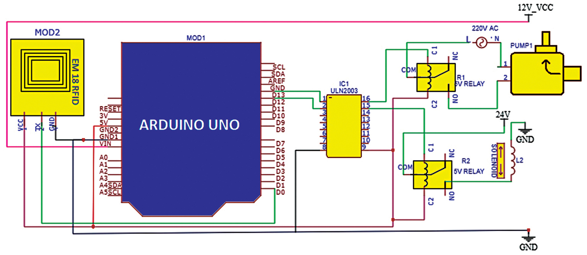 Arduino based Automatic Liquid Dispenser Circuit diagram 